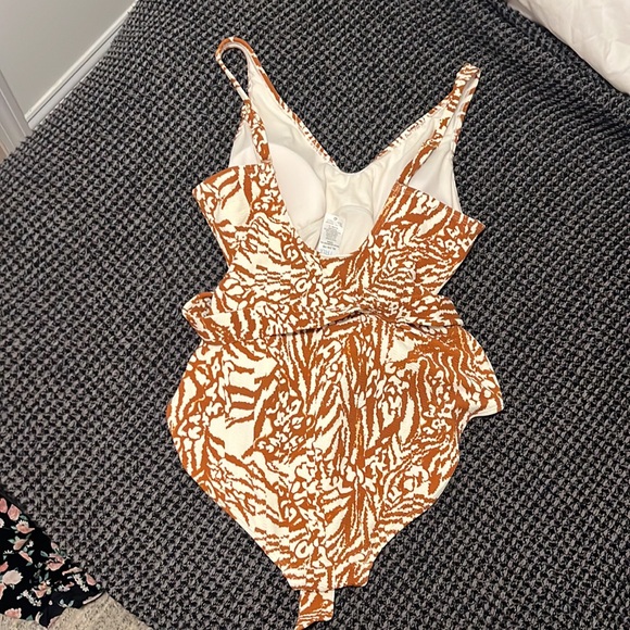 Time and Tru Brown Print Beach Pool Swim Suit - Picture 2 of 7